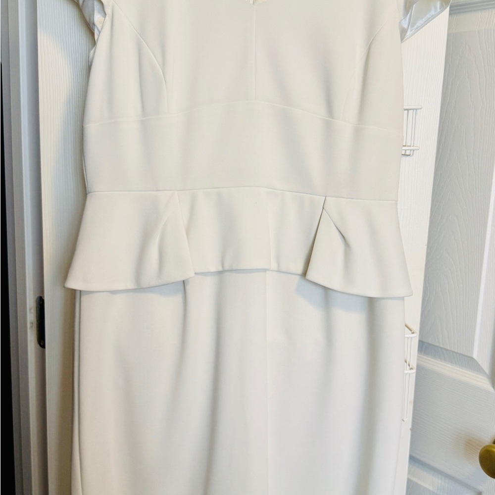 ANTONIO MELANI Elegant White Peplum Dress
